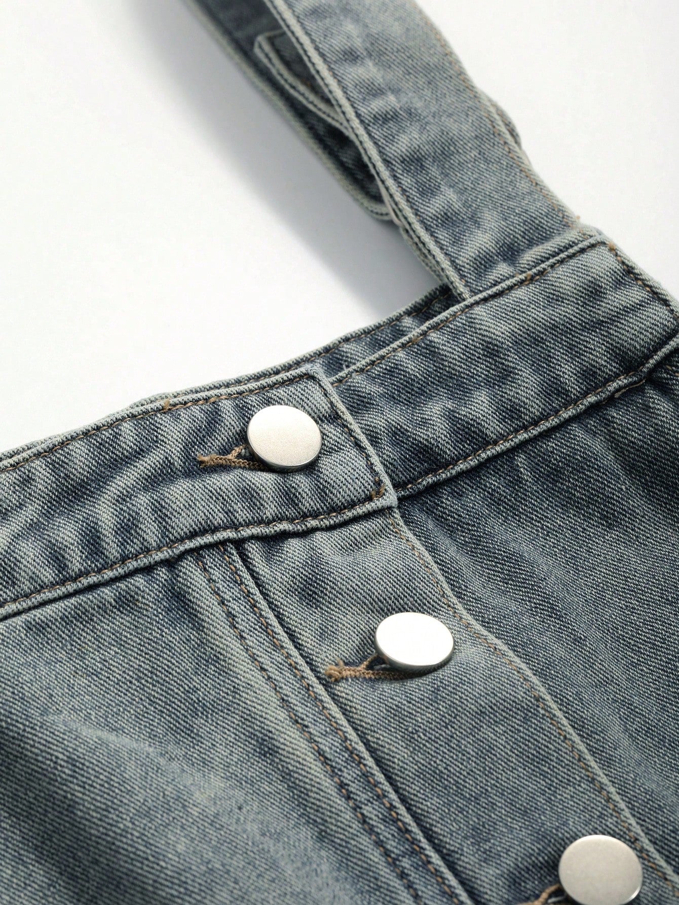 CM-DS686744 Women Casual Seoul Style Medium Wash Dual Pocket Denim Overall Dress