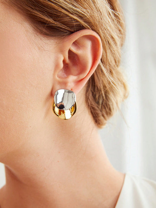 CM-AXS291202 Women Trendy Seoul Style Geometric Round Earrings