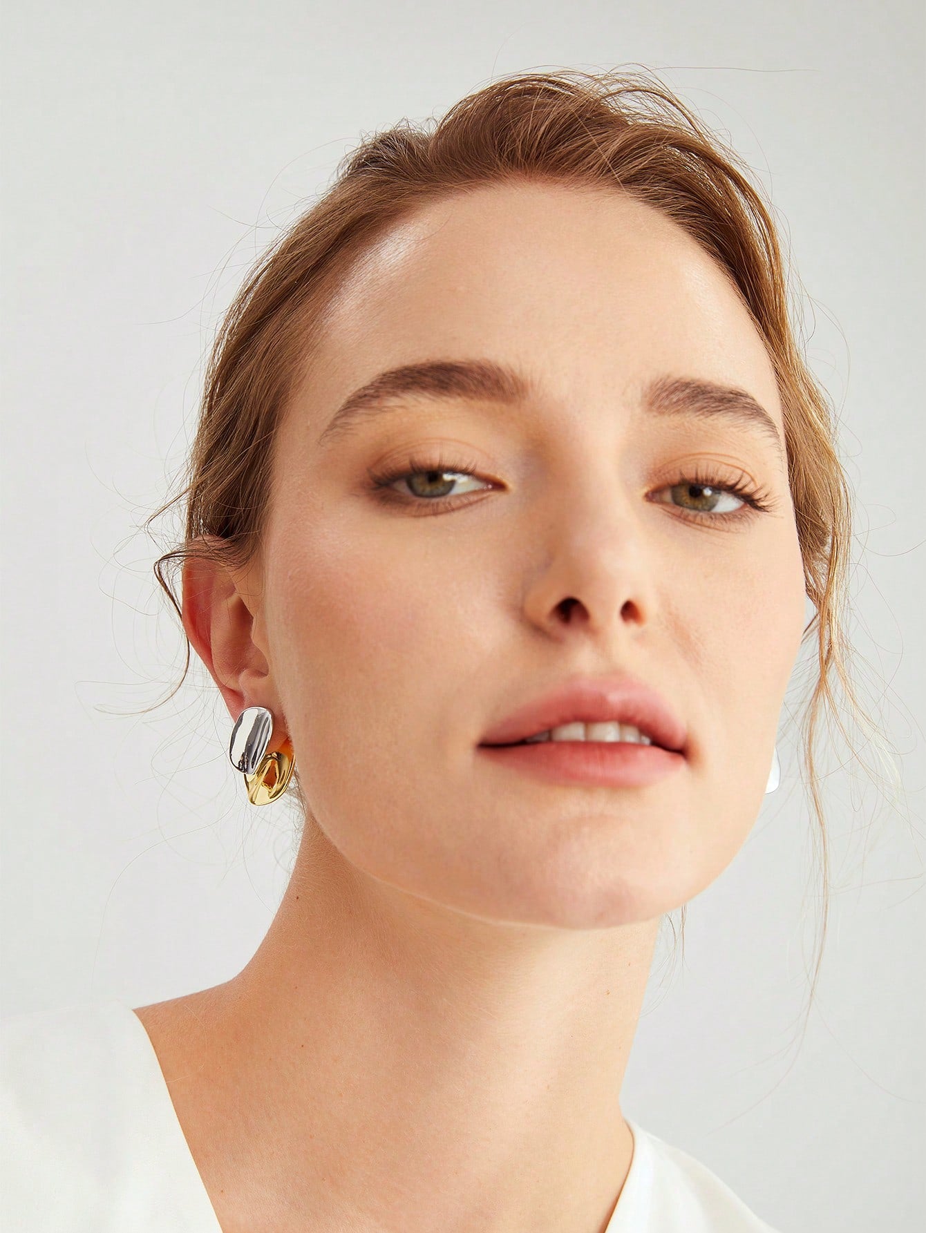 CM-AXS291202 Women Trendy Seoul Style Geometric Round Earrings