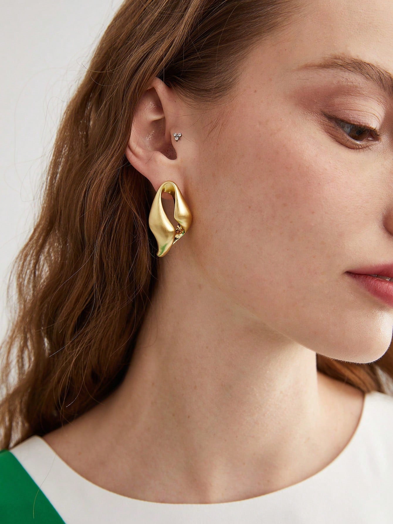 CM-AXS211019 Women Trendy Seoul Style Hollow Shape Stud Earrings