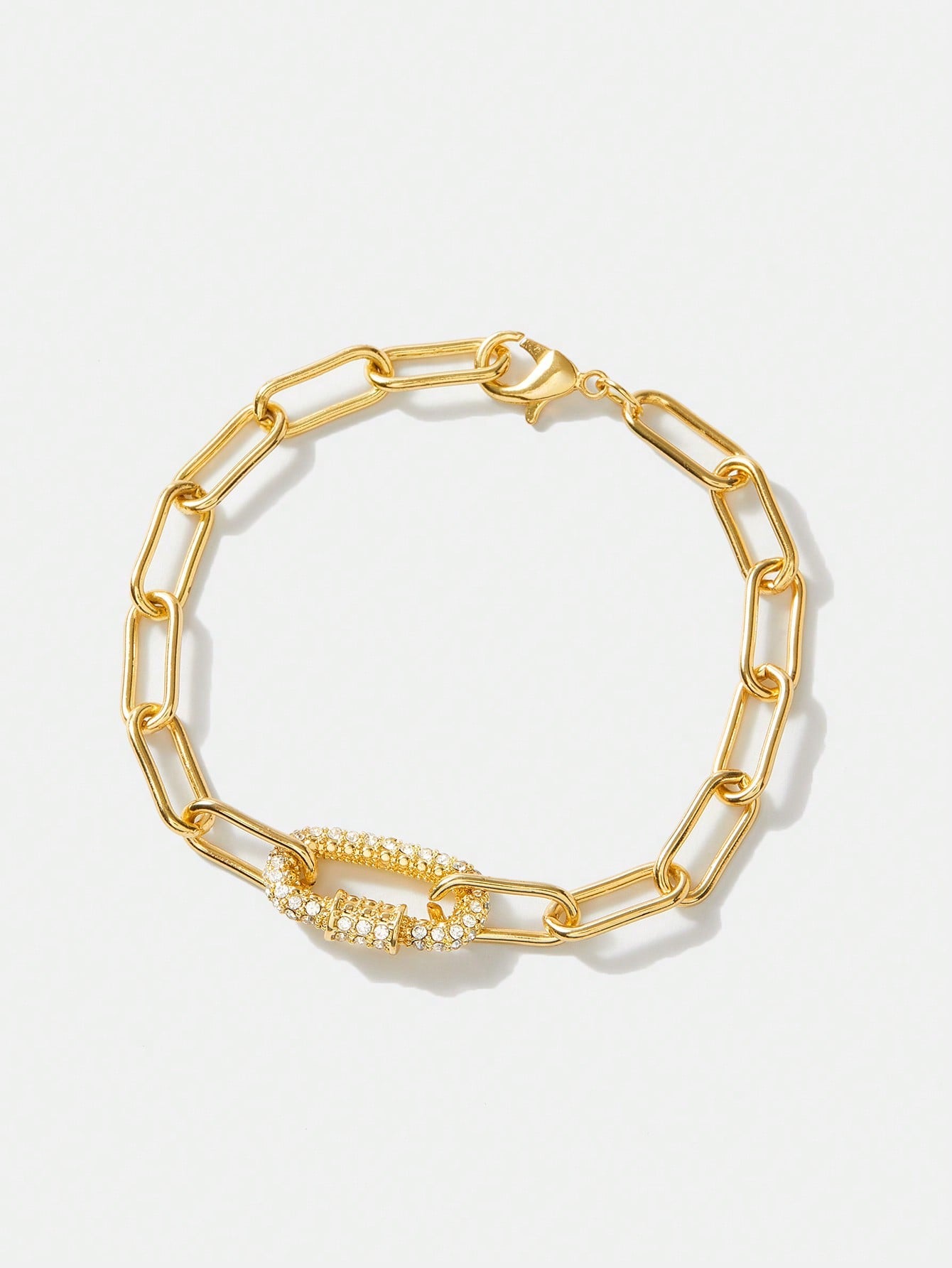 CM-AXS043353 Women Trendy Seoul Style Chain Rhinestone Bracelet - Yellow Gold