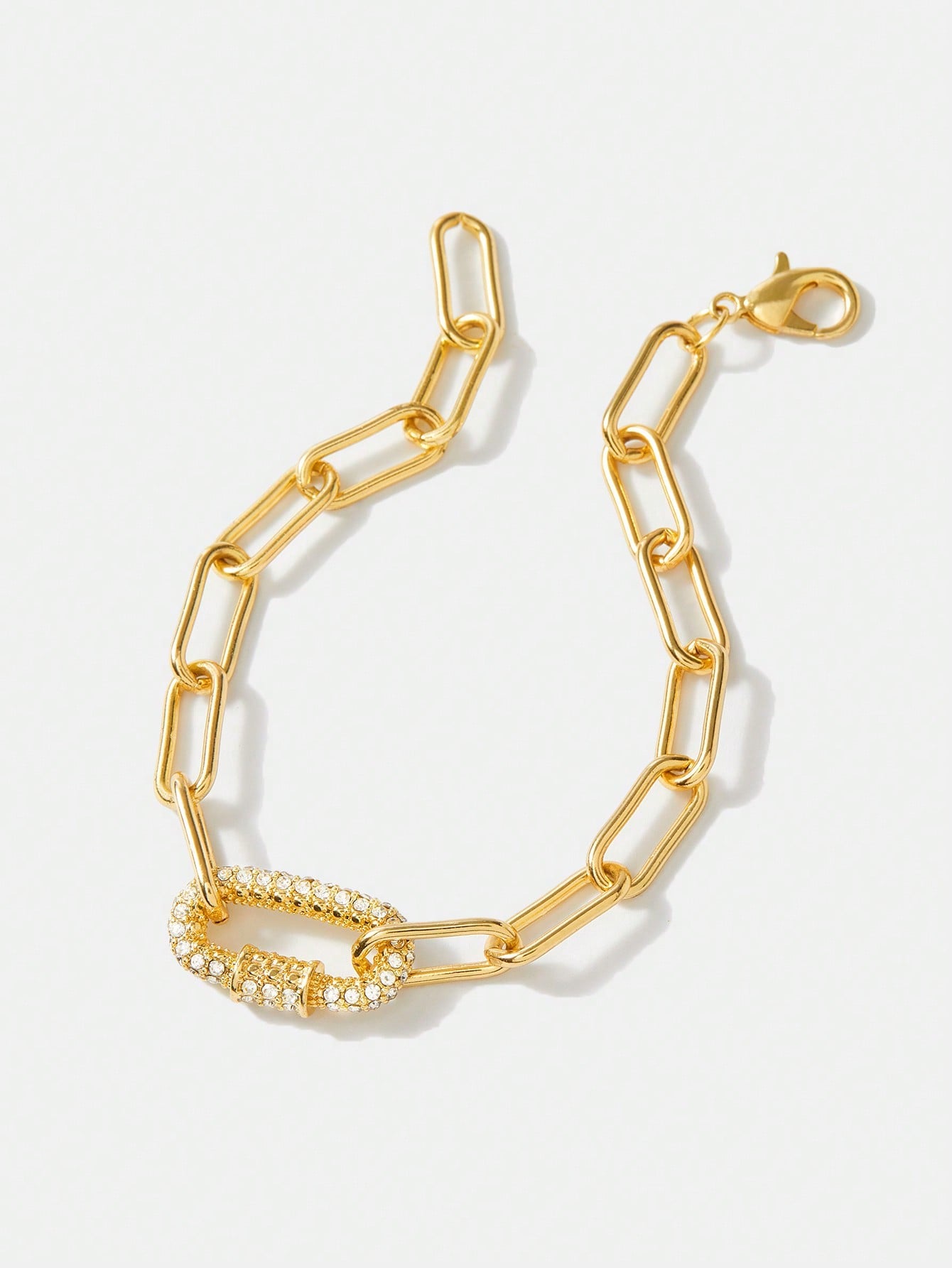 CM-AXS043353 Women Trendy Seoul Style Chain Rhinestone Bracelet - Yellow Gold