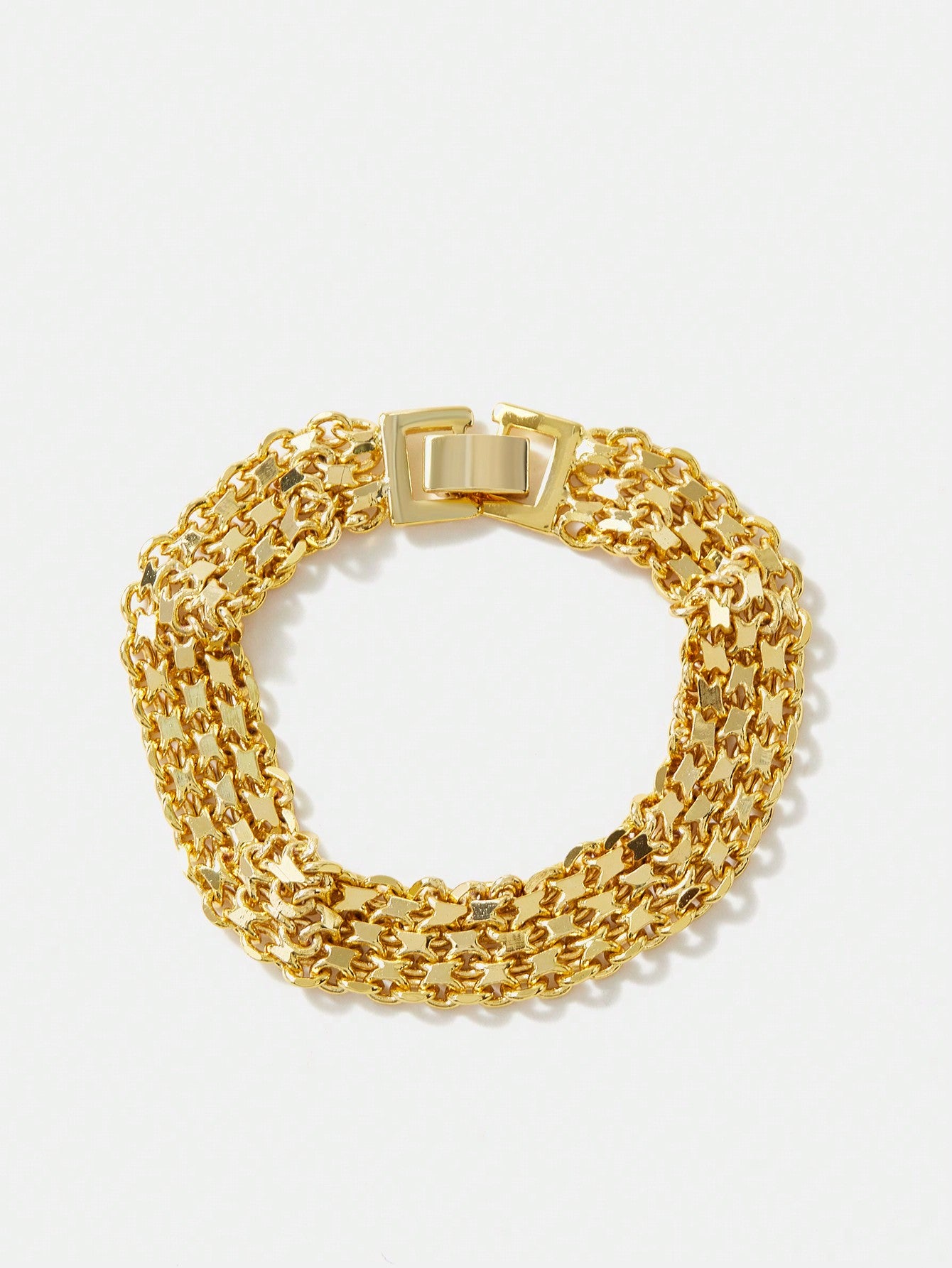 CM-AXS379369 Women Trendy Seoul Style Electroplated Gold Color Mesh Shaped Bracelet