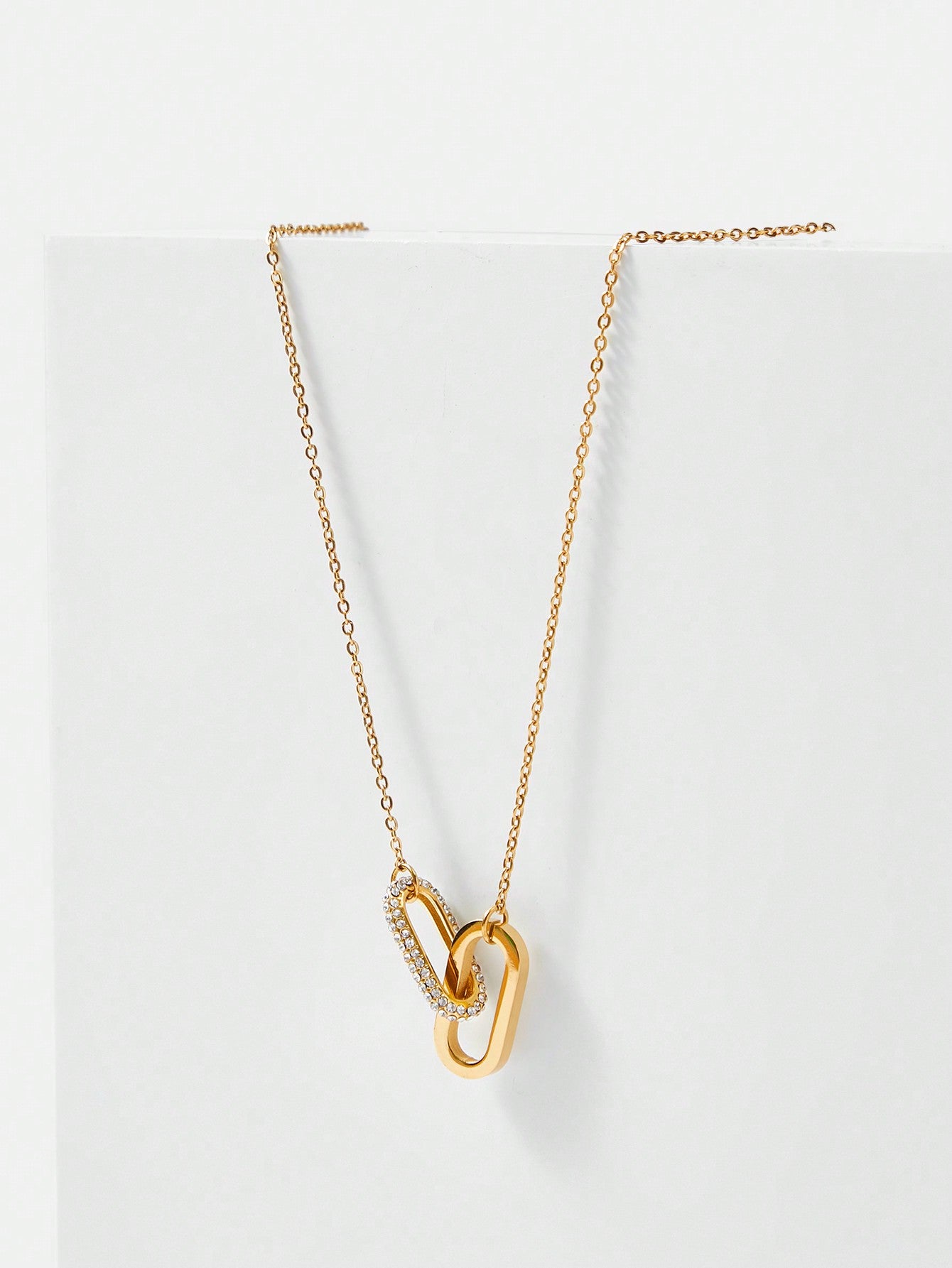 CM-AXS197777 Women Trendy Seoul Style Gold-Plated Cubic Zirconia Geometric Necklace