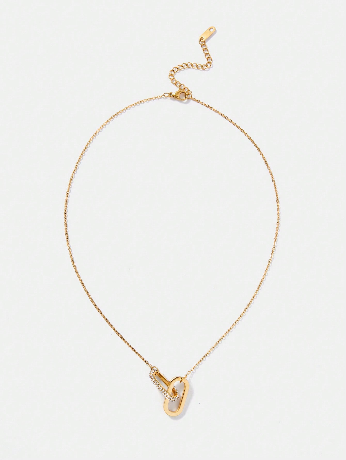 CM-AXS197777 Women Trendy Seoul Style Gold-Plated Cubic Zirconia Geometric Necklace