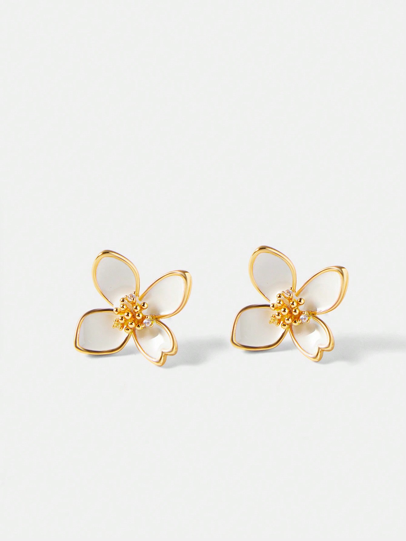 CM-AXS823203 Women Trendy Seoul Style Copper Plated With Enamel Floral Drop Earrings