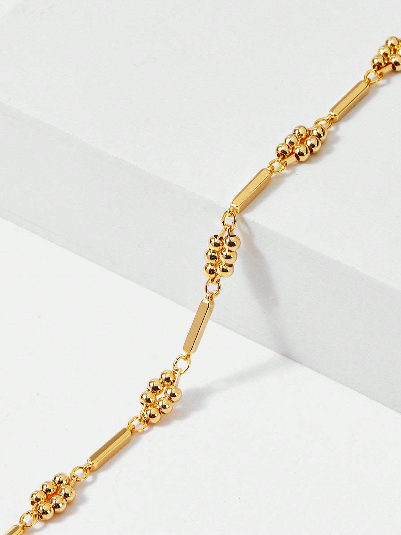 CM-AXS428444 Women Trendy Seoul Style 18K Gold Plated Beaded Chain Link Bracelet - Yellow Gold