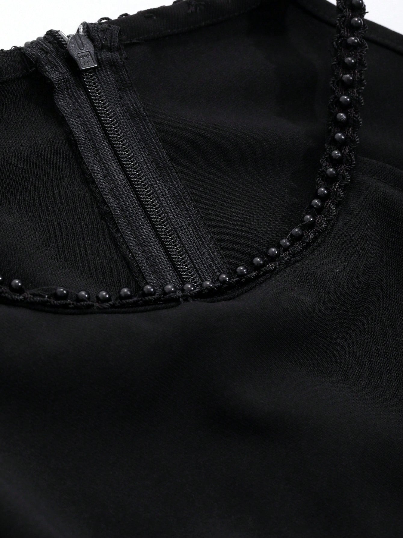 CM-DS044574 Women Casual Seoul Style Contrast Mesh Open Shoulder Zipper Back Dress - Black