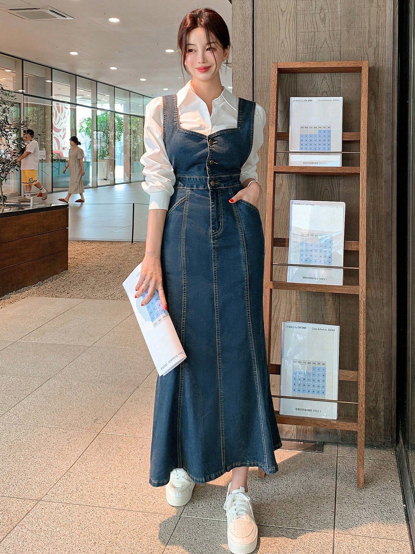 CM-DS698585 Women Casual Seoul Style Sleeveless High Waist Denim Mermaid Dress - Blue