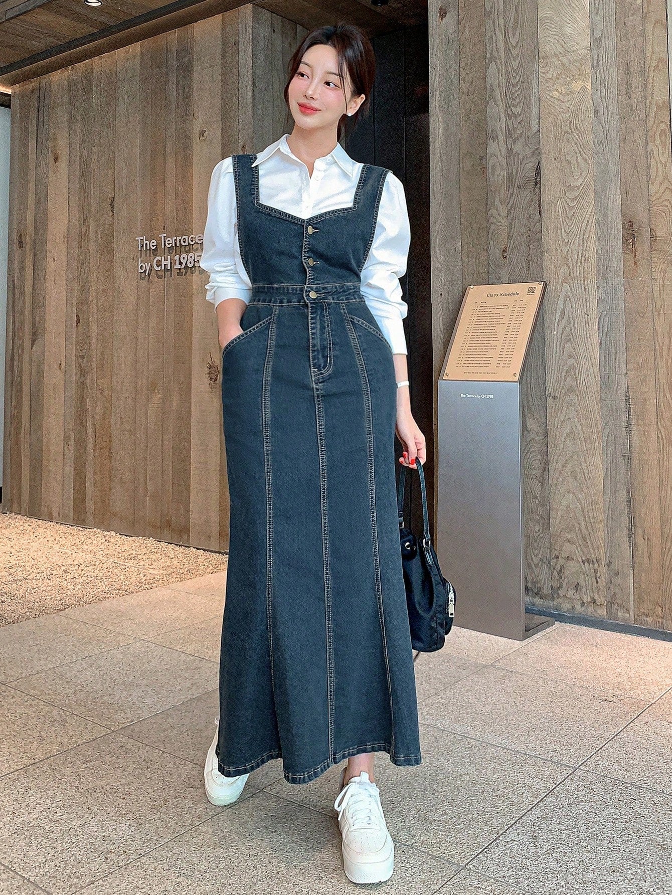 CM-DS698585 Women Casual Seoul Style Sleeveless High Waist Denim Mermaid Dress - Blue