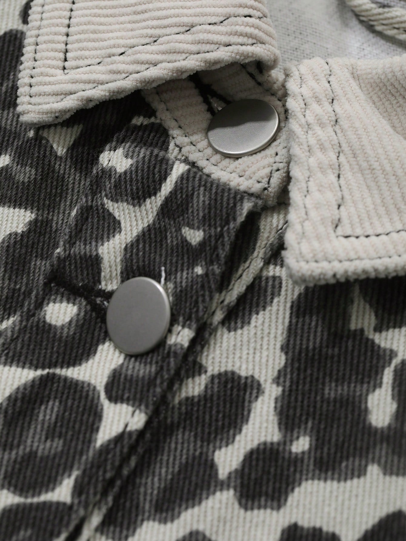 CM-CS625327 Women Casual Seoul Style Leopard Print Collar Necline Drop Shoulder Denim Jacket - Brown