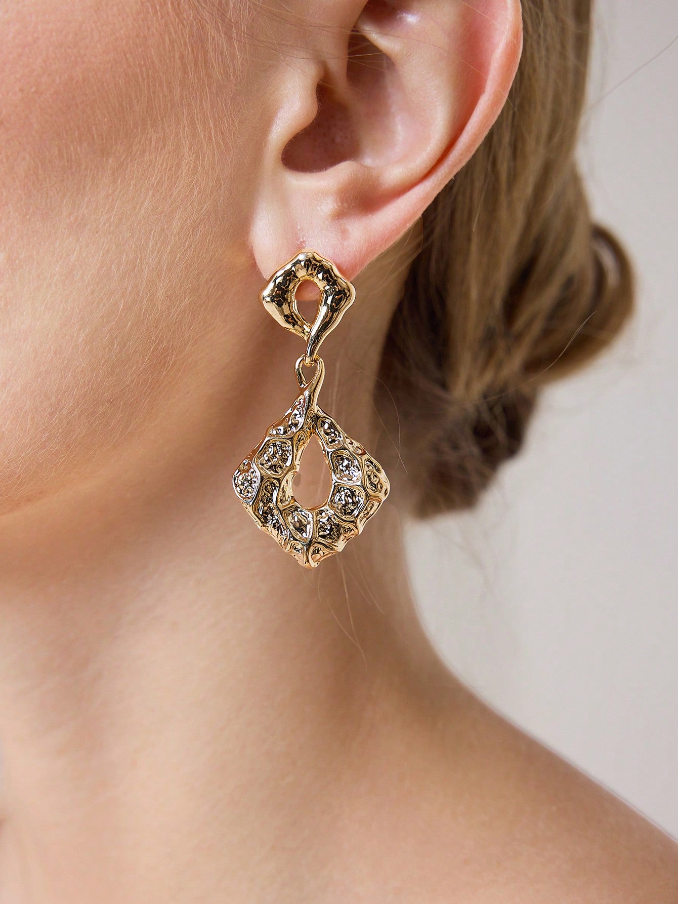 CM-AXS554164 Women Trendy Seoul Style 18K Gold Plated Geometric Metal Earrings - Yellow Gold