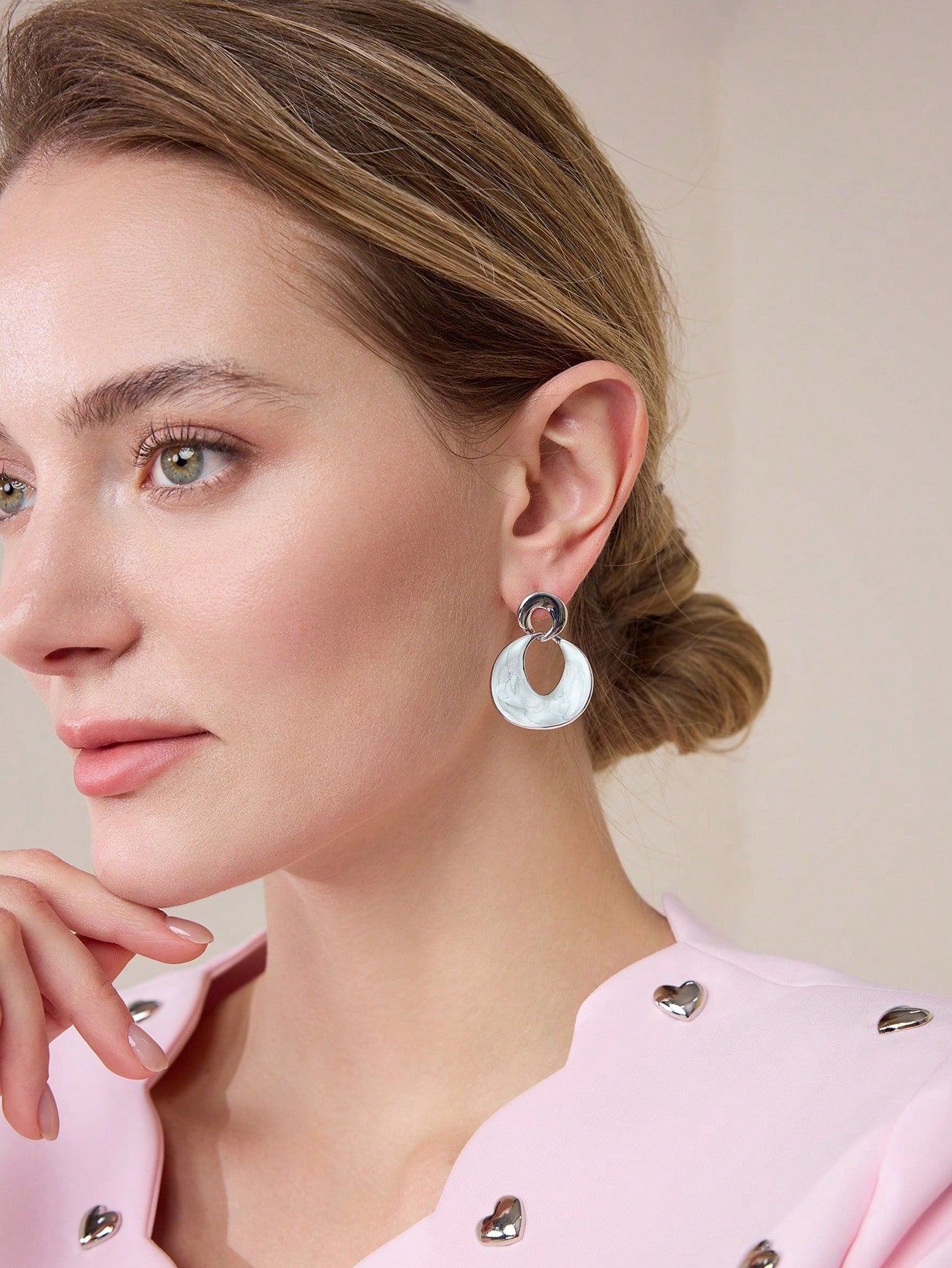 CM-AXS721107 Women Trendy Seoul Style Silver-Tone Plated Dripping Geometric Shaped Dangle Earrings