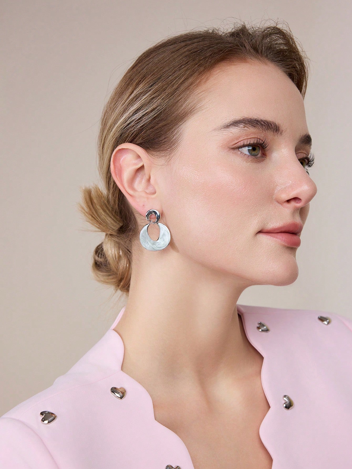 CM-AXS721107 Women Trendy Seoul Style Silver-Tone Plated Dripping Geometric Shaped Dangle Earrings