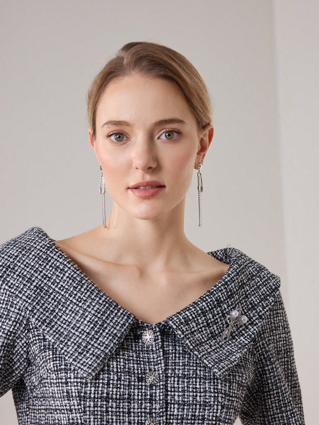 CM-AXS688516 Women Trendy Seoul Style Zirconia Stone Dangle Earrings - Silver