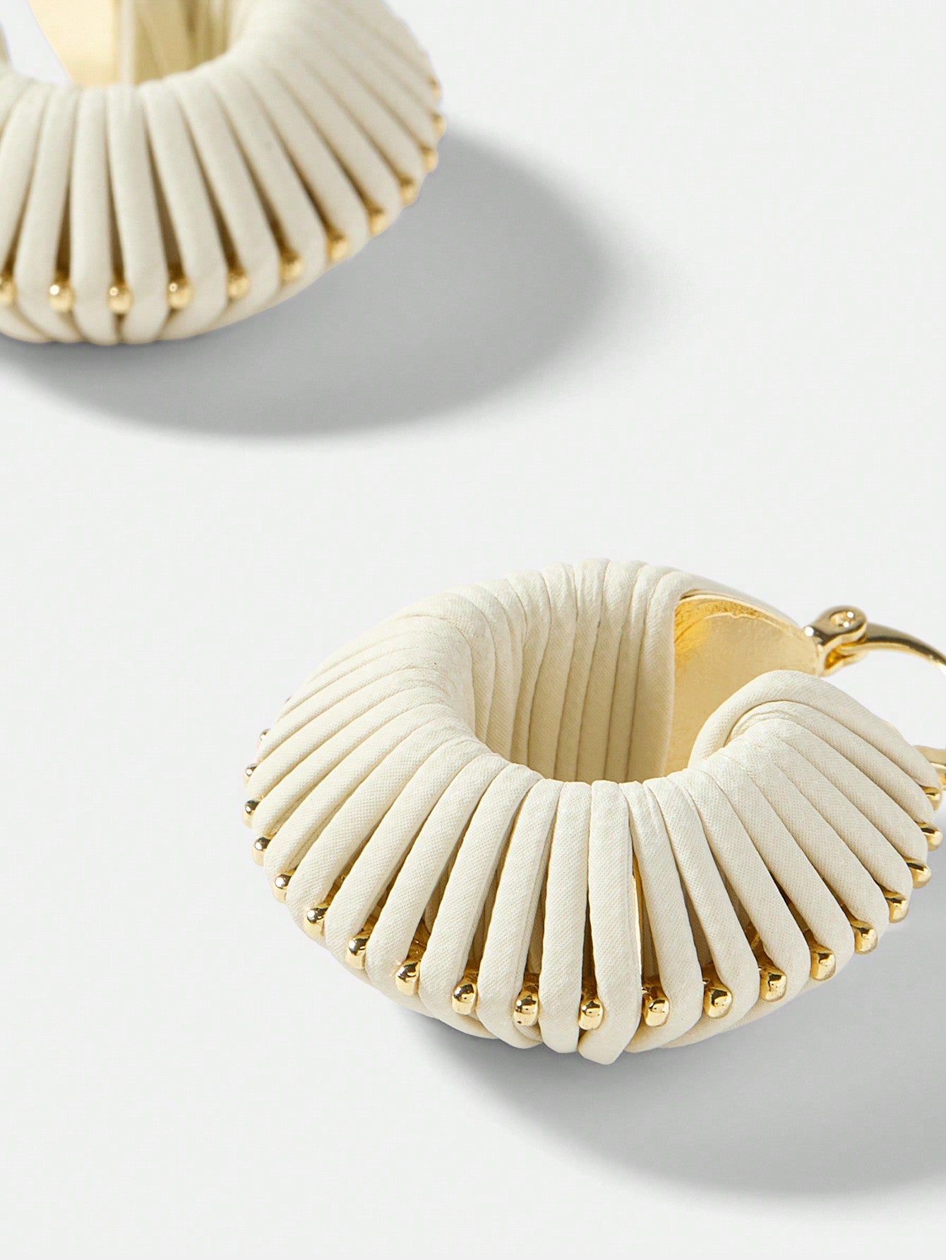 CM-AXS408071 Women Trendy Seoul Style 18K Gold Plated Red PU Leather Braided Hoop Earrings