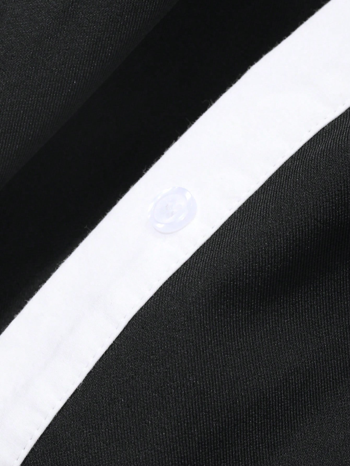CM-DS912669 Women Casual Seoul Style Color Block Waist Belt Puff Sleeve Mid-Length Dress