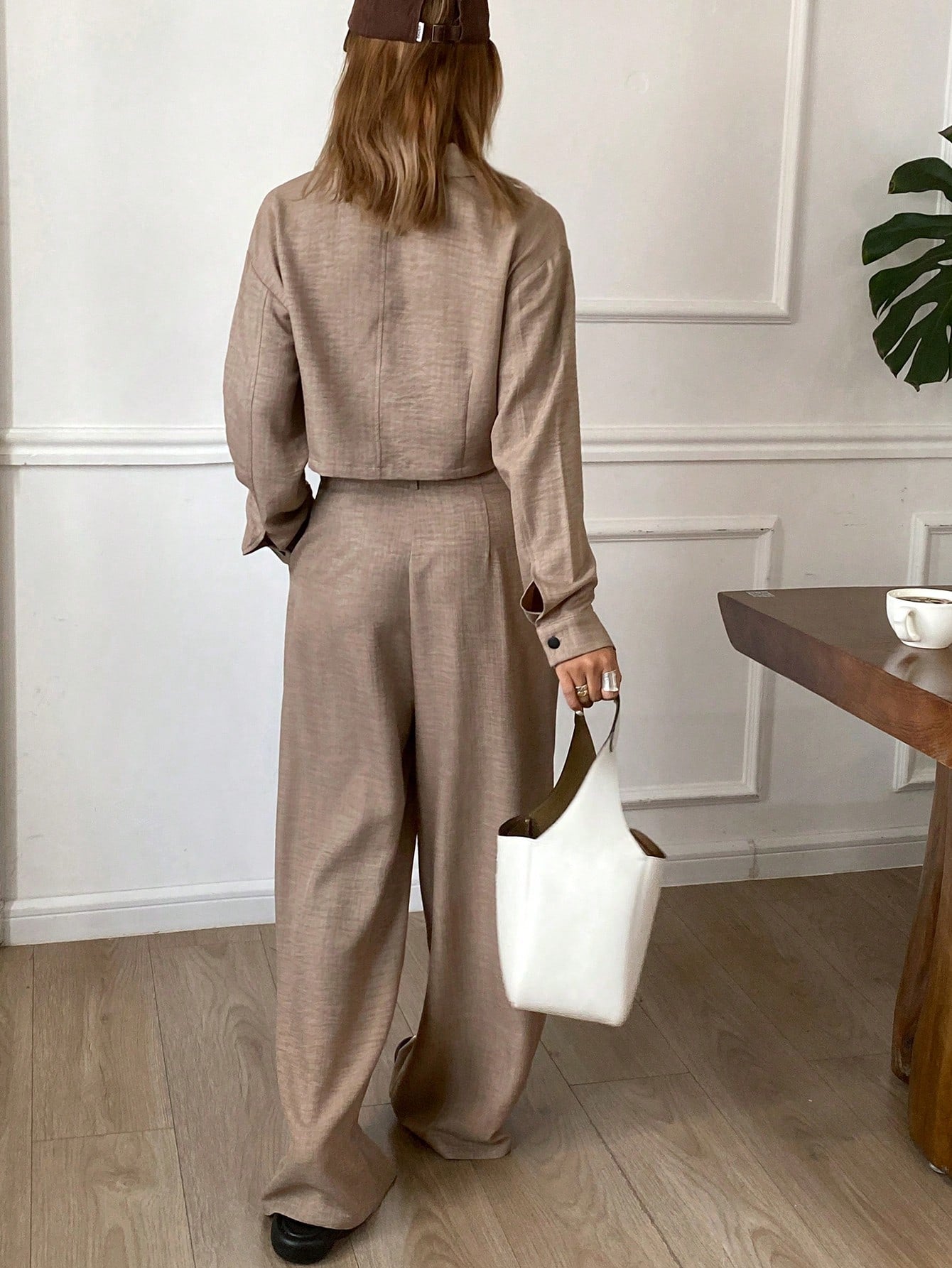 CM-SS607906 Women Casual Seoul Style Solid Color Loose Short Sleeve Top With Wide-Leg Pants - Set