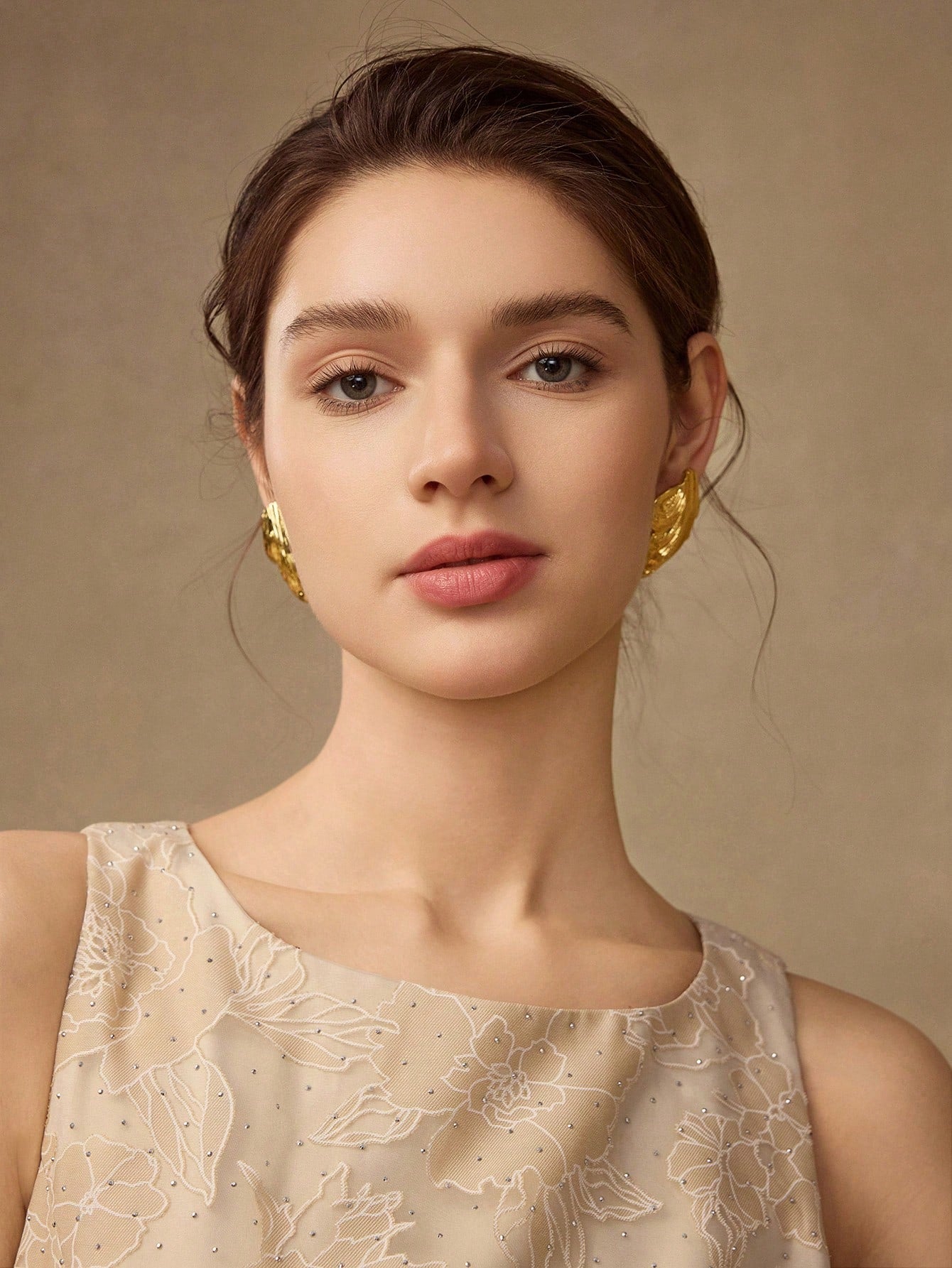 CM-AXS867609 Women Trendy Seoul Style 18K Gold Plated Textured Stud Earrings - Gold