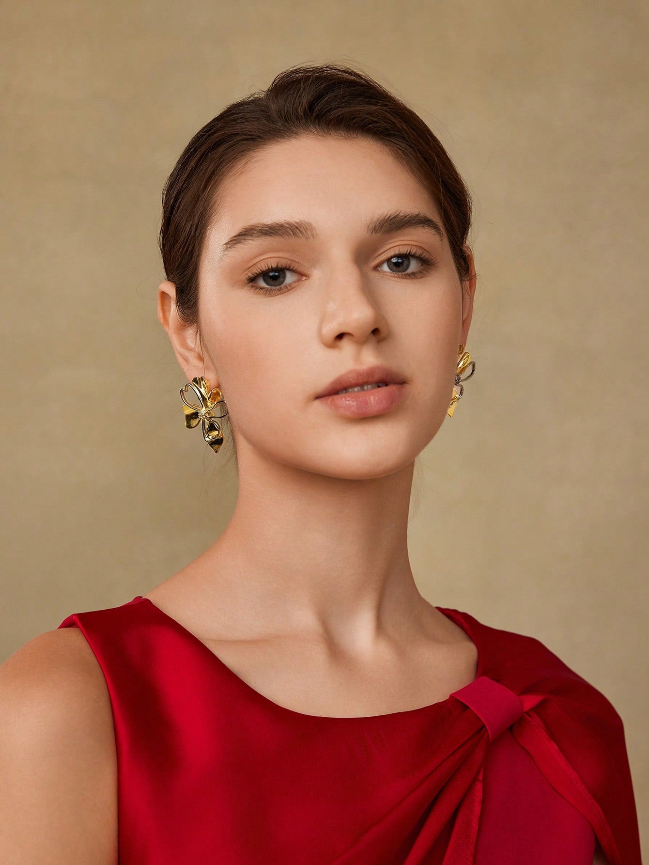 CM-AXS459479 Women Trendy Seoul Style 14K Two Tone Plated Floral Stud Earrings