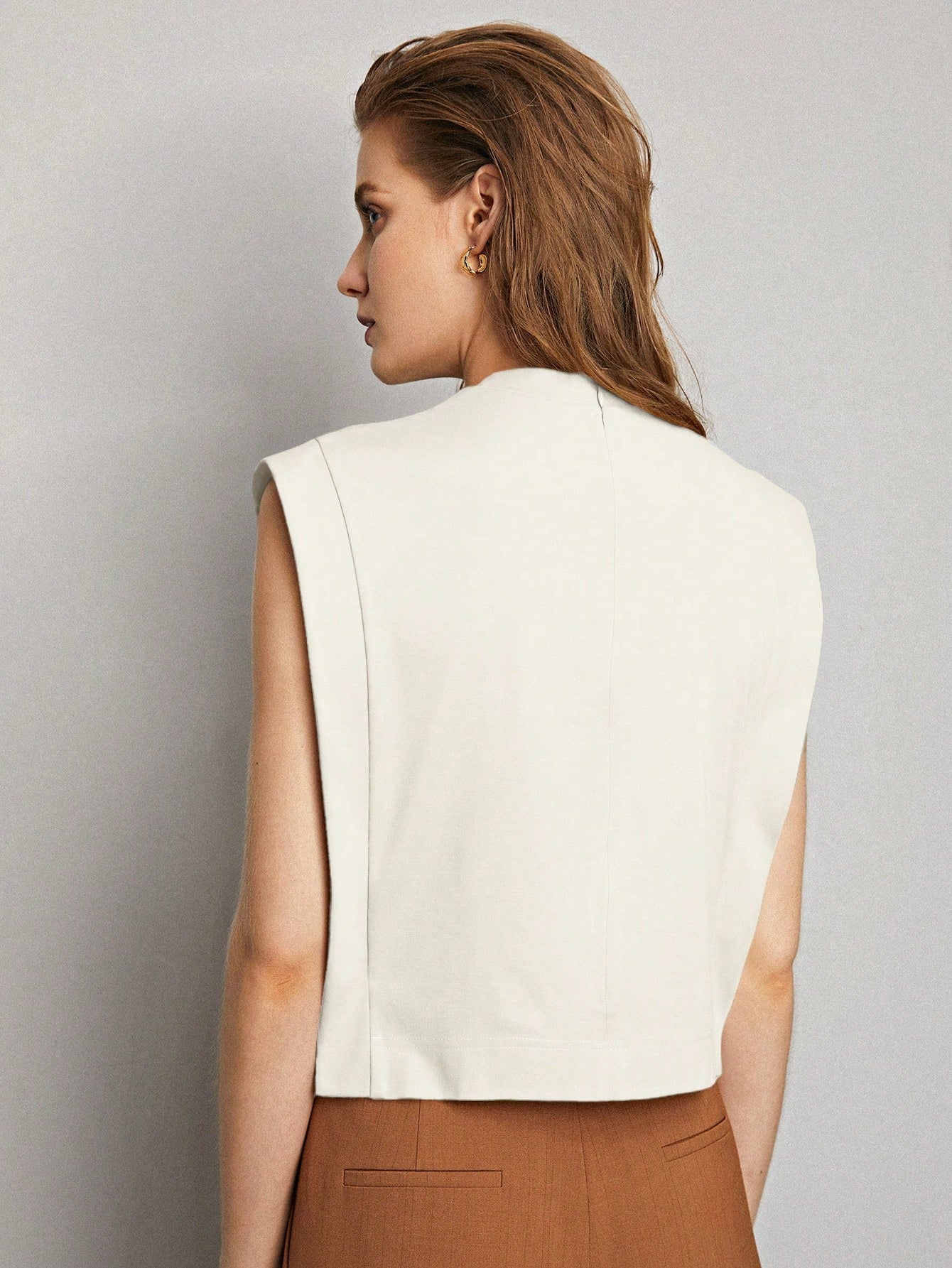 CM-TS071861 Women Casual Seoul Style Viscose Boxy Sleeveless Top - White