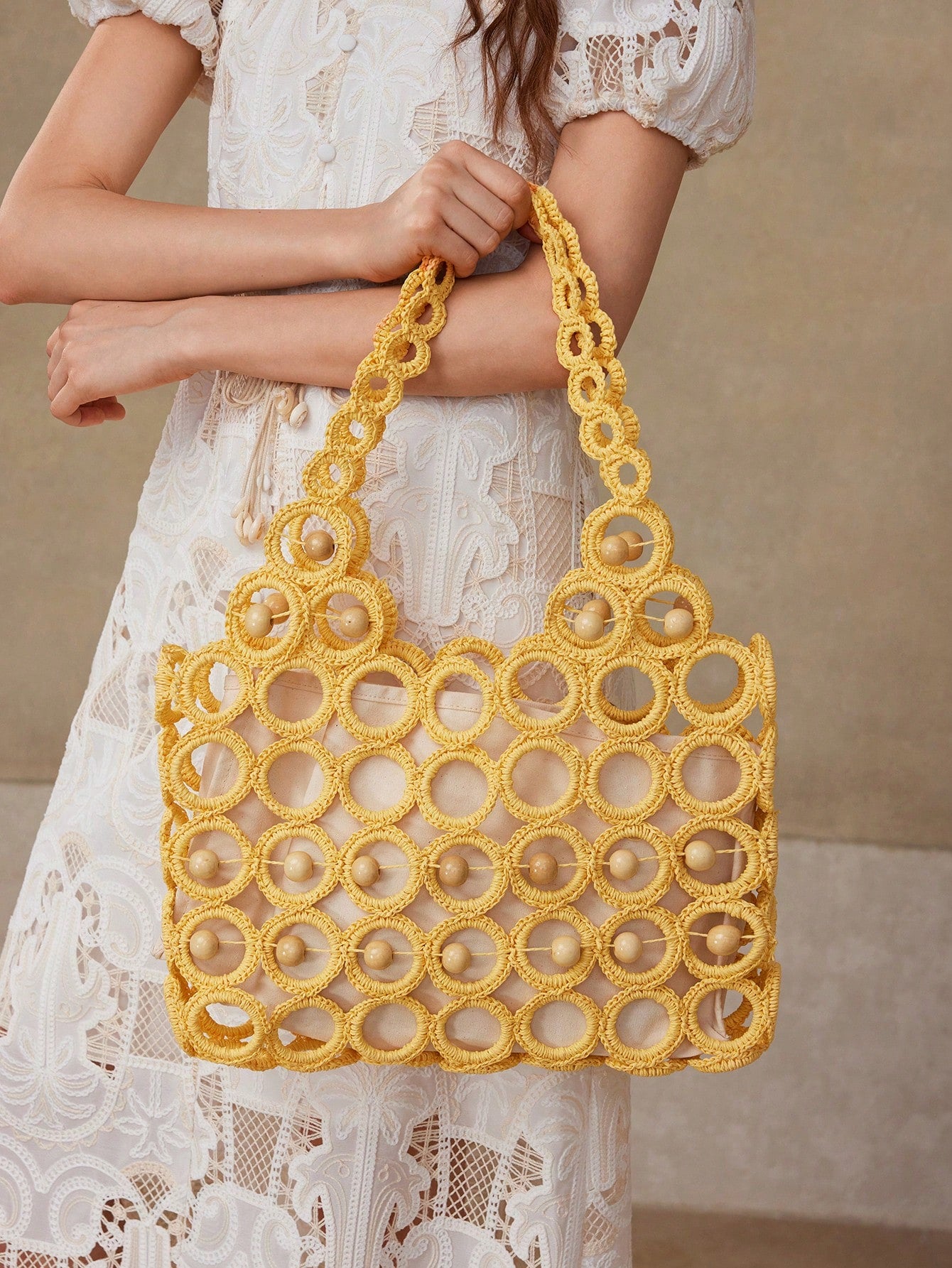 CM-BGS279909 Women Trendy Seoul Style Double Handle Shoulder Bag - Yellow