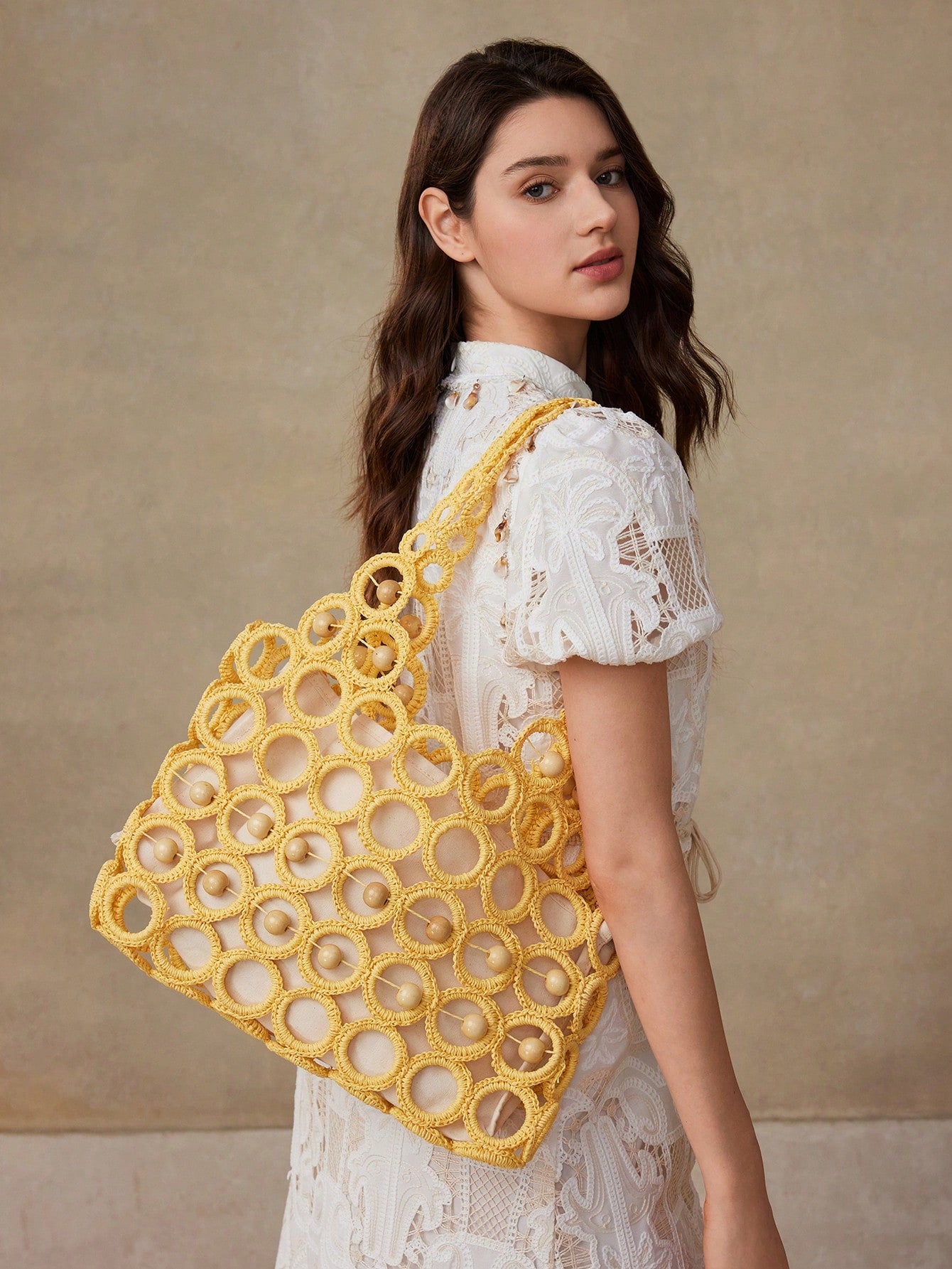 CM-BGS279909 Women Trendy Seoul Style Double Handle Shoulder Bag - Yellow
