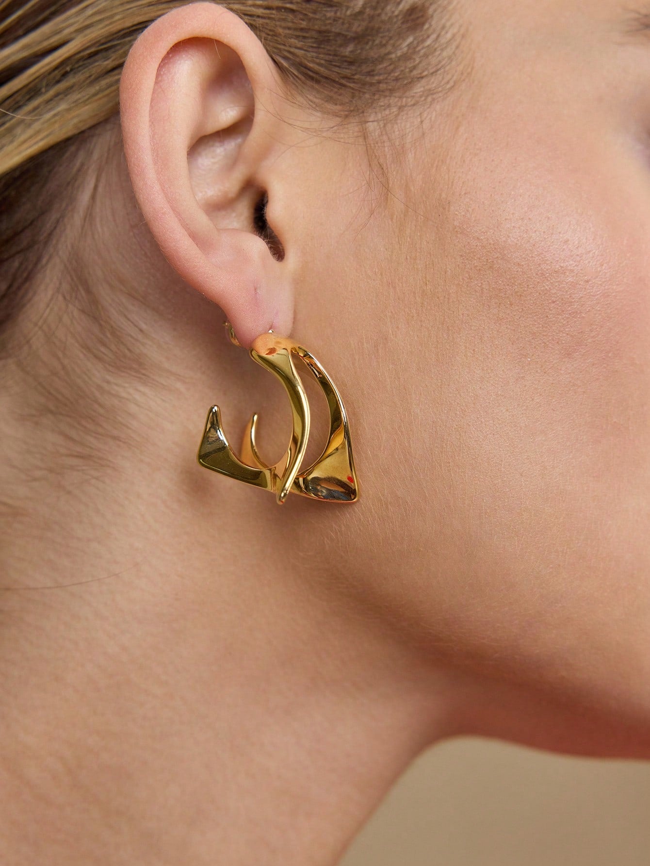 CM-AXS923699 Women Trendy Seoul Style 18K Gold Plated Minimalist Dangle Earrings