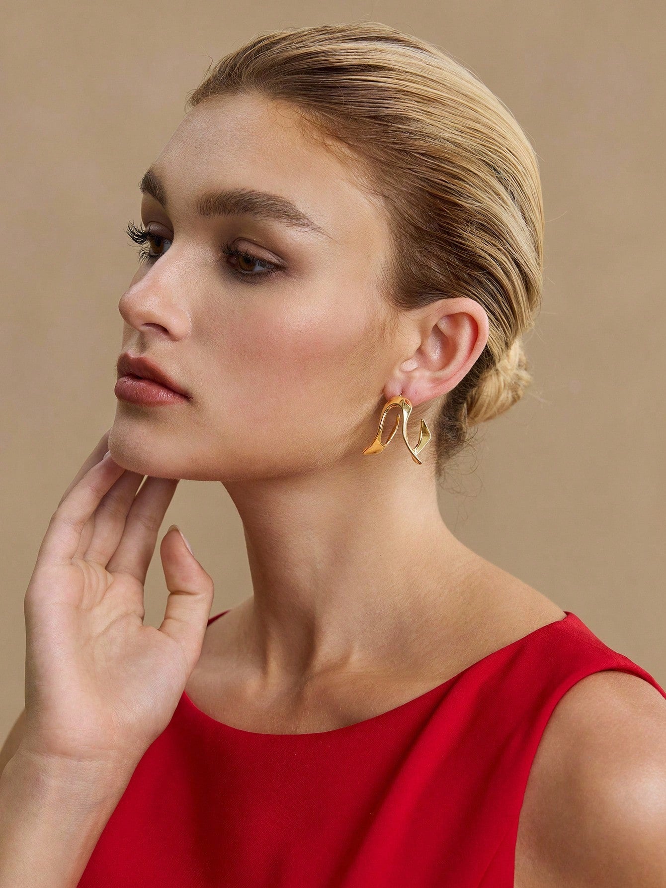 CM-AXS923699 Women Trendy Seoul Style 18K Gold Plated Minimalist Dangle Earrings