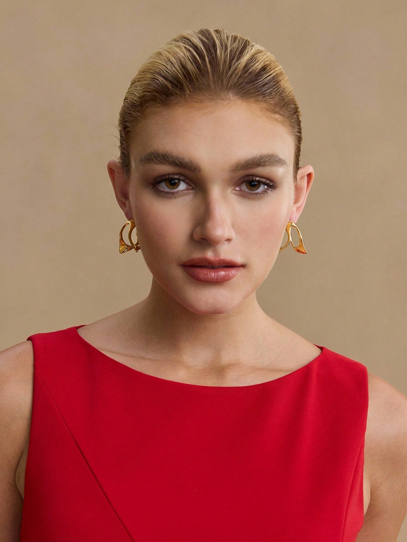 CM-AXS923699 Women Trendy Seoul Style 18K Gold Plated Minimalist Dangle Earrings