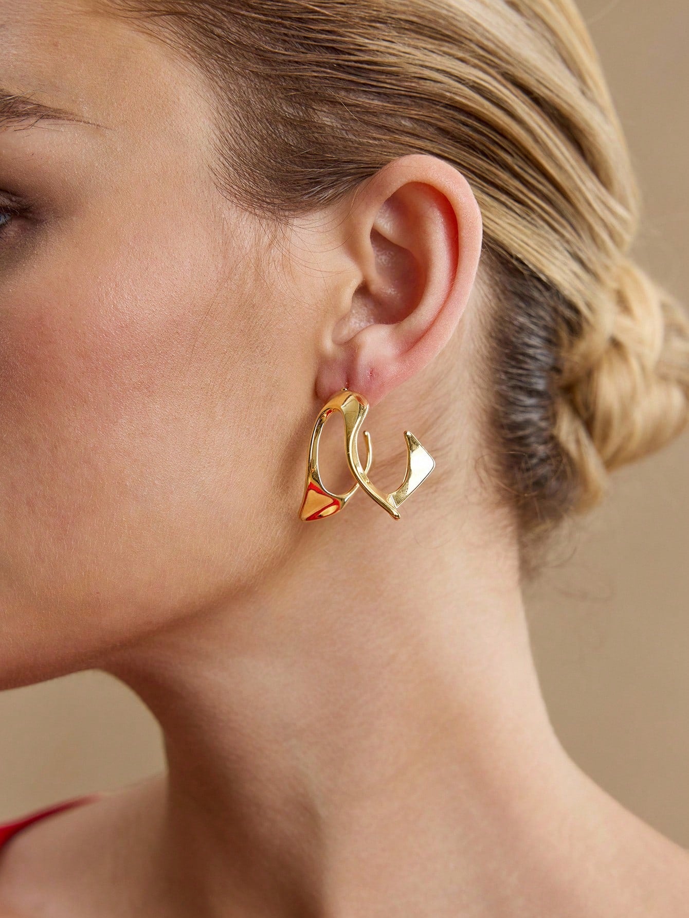 CM-AXS923699 Women Trendy Seoul Style 18K Gold Plated Minimalist Dangle Earrings