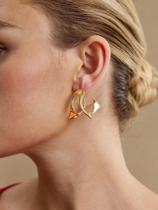 CM-AXS923699 Women Trendy Seoul Style 18K Gold Plated Minimalist Dangle Earrings