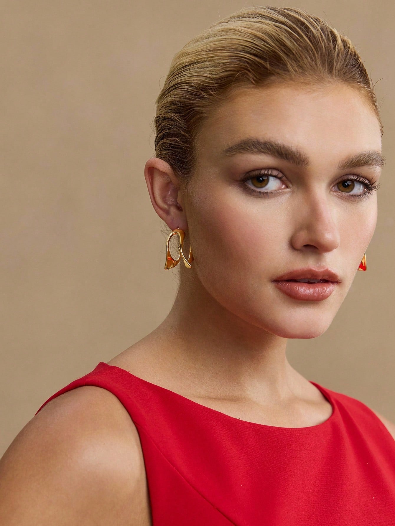 CM-AXS923699 Women Trendy Seoul Style 18K Gold Plated Minimalist Dangle Earrings