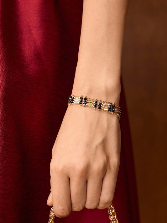 CM-AXS175227 Women Trendy Seoul Style 18K Gold Plated Pearl Bracelet