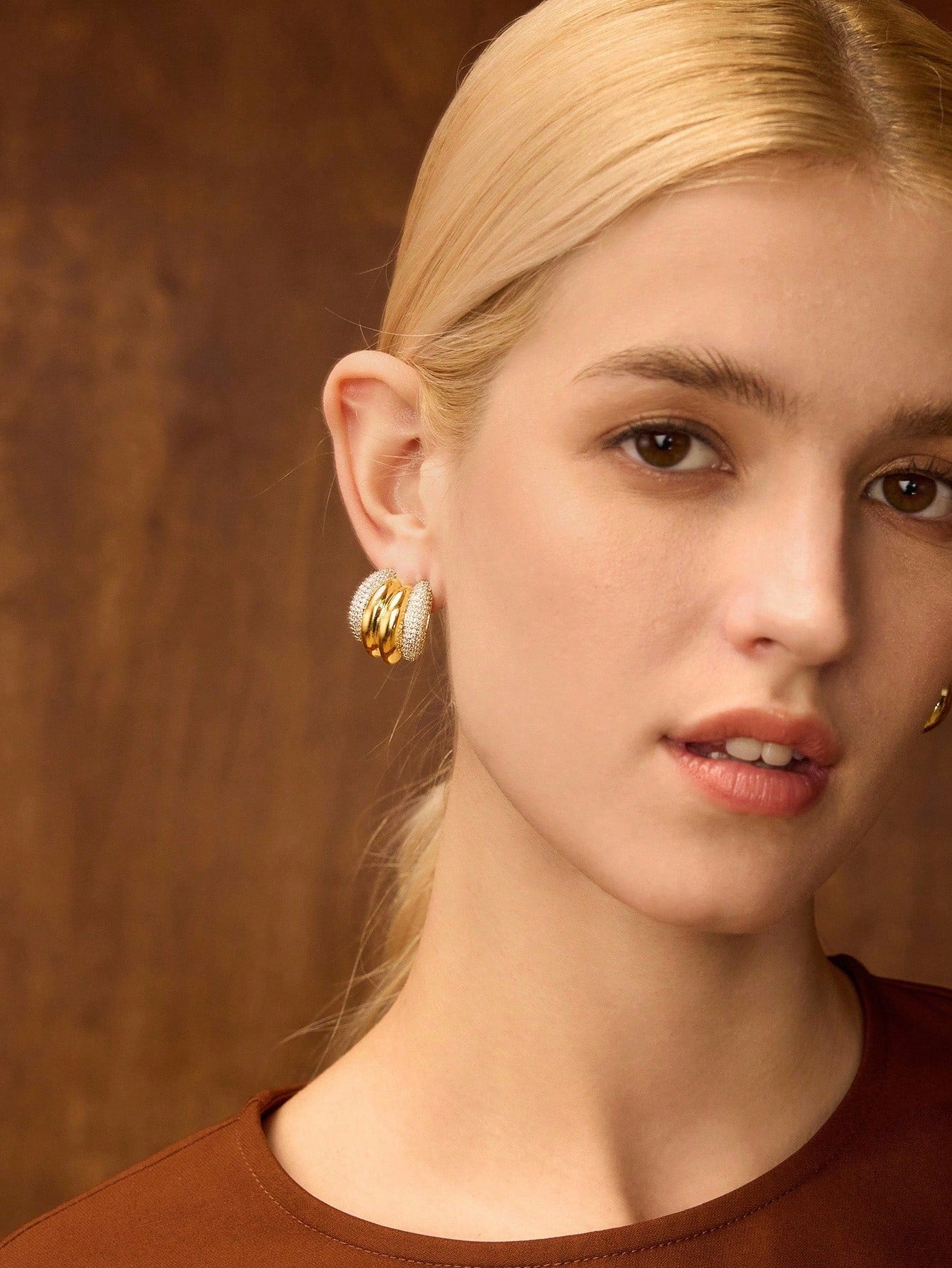 CM-AXS922968 Women Trendy Seoul Style 18K Gold Plated Multicolor Cubic Zirconia Earrings