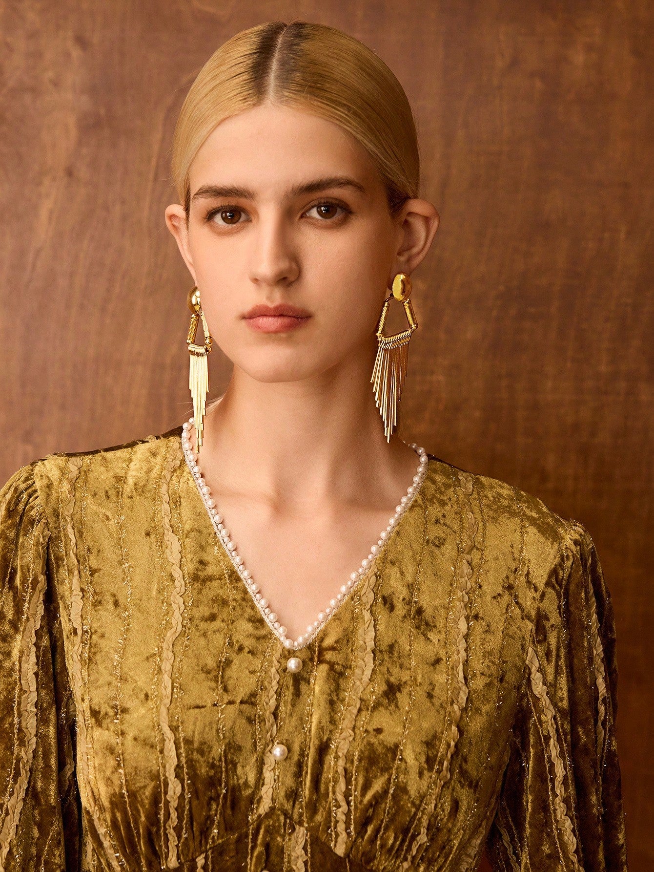 CM-AXS537792 Women Trendy Seoul Style 18K Gold Plated Tassel Earrings