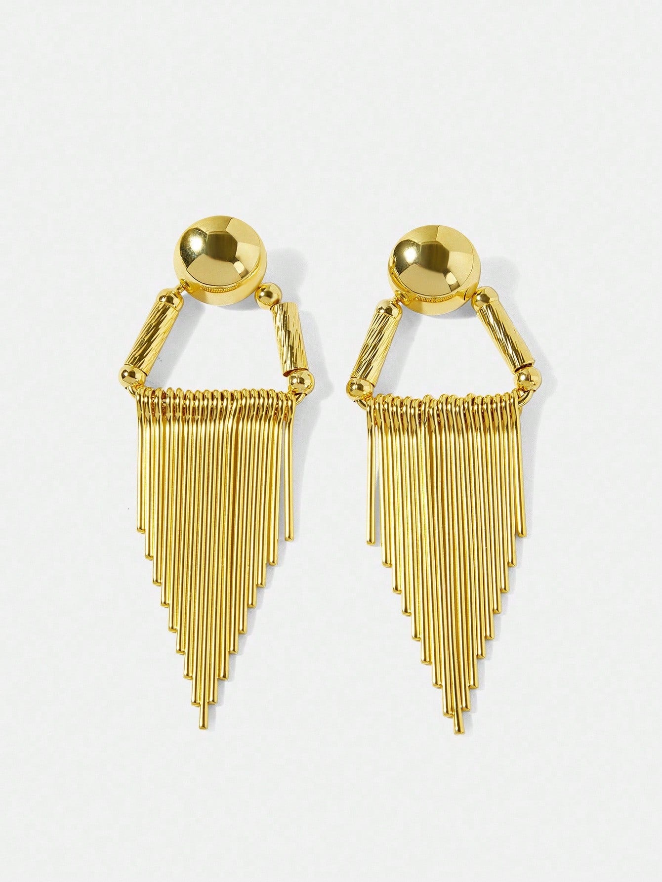 CM-AXS537792 Women Trendy Seoul Style 18K Gold Plated Tassel Earrings