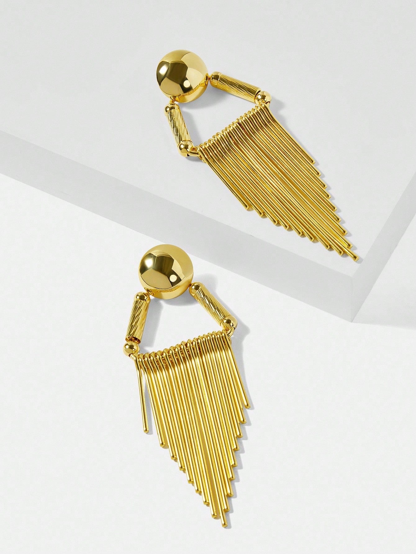 CM-AXS537792 Women Trendy Seoul Style 18K Gold Plated Tassel Earrings