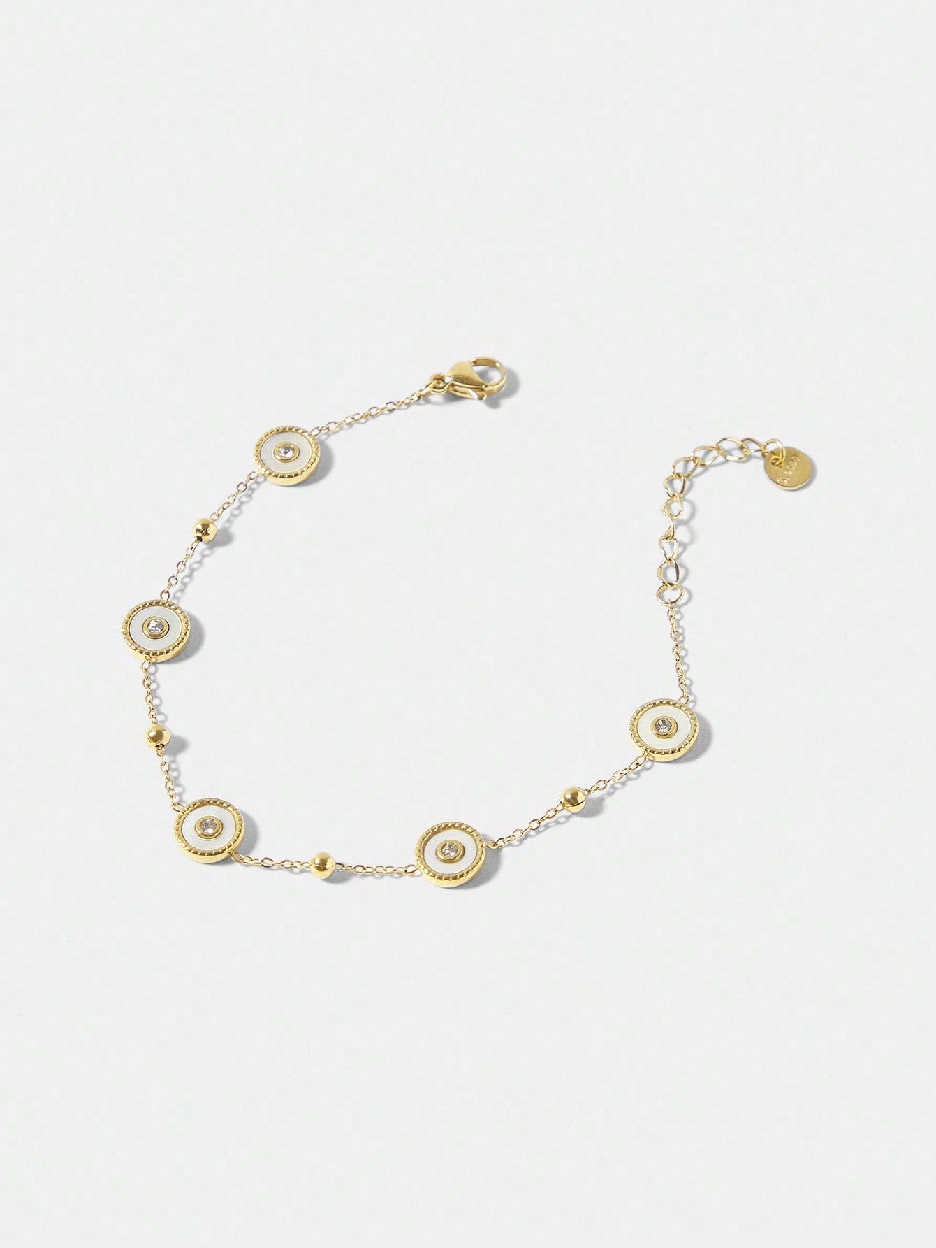 CM-AXS774901 Women Trendy Seoul Style 18K Gold Plated Round Shell Bracelet