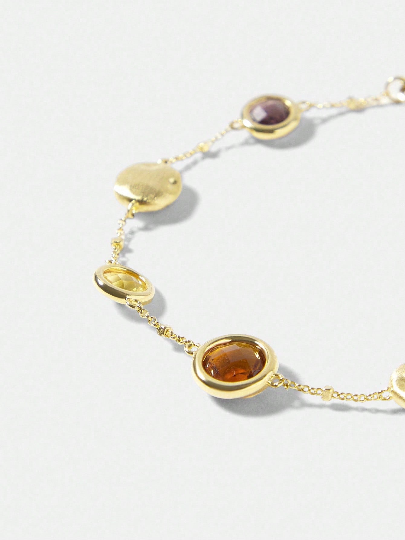 CM-AXS711403 Women Trendy Seoul Style 18K Gold Plated Asymmetrical Gemstone Bracelet