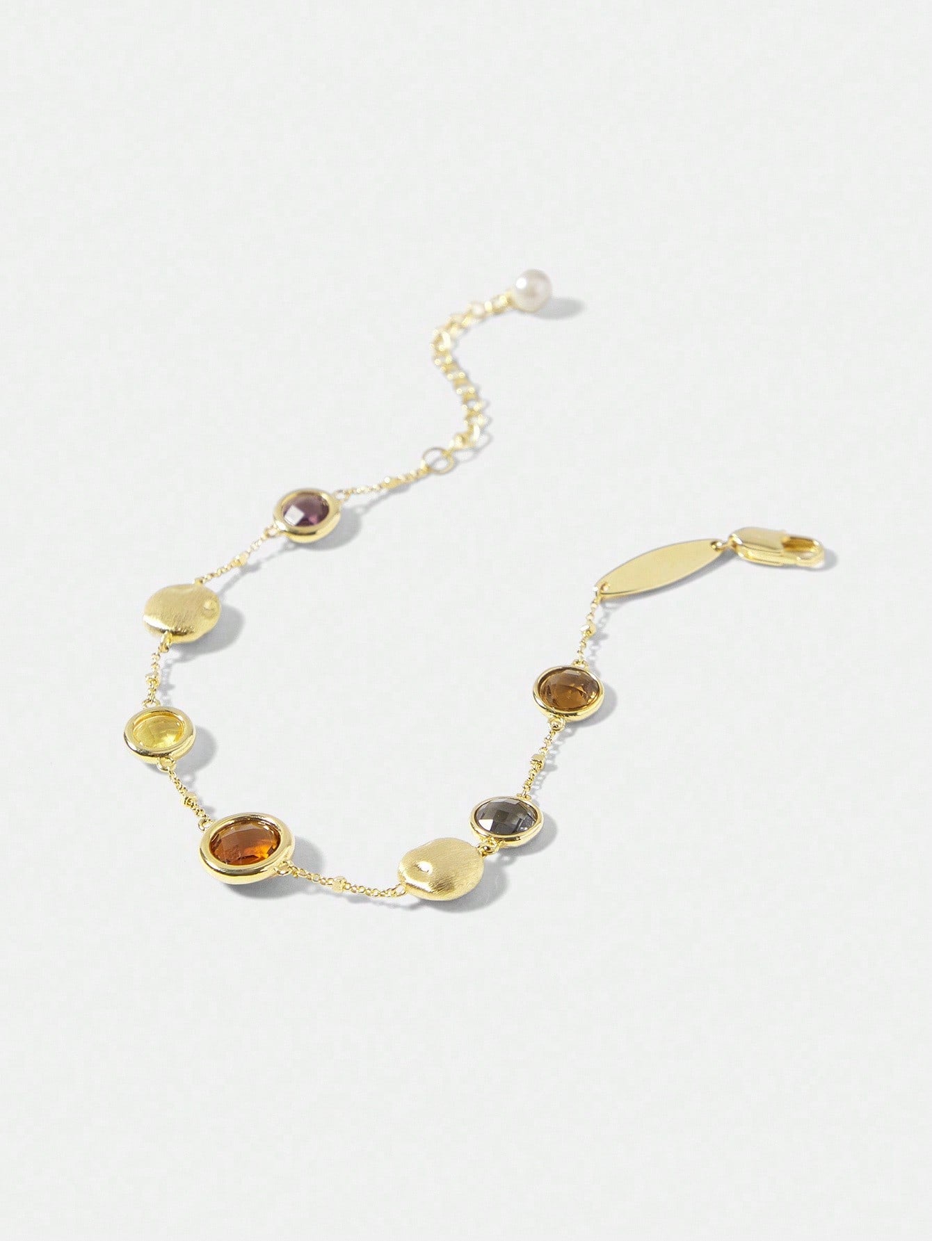 CM-AXS711403 Women Trendy Seoul Style 18K Gold Plated Asymmetrical Gemstone Bracelet