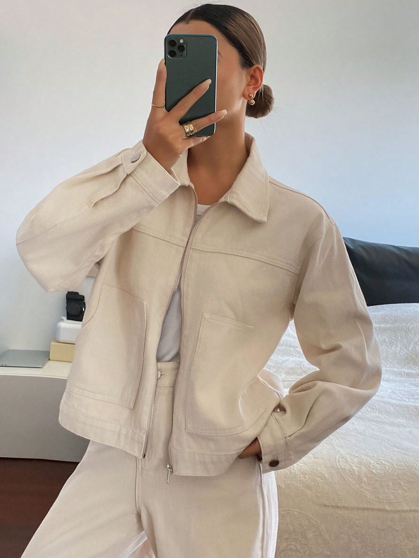 CM-SS312961 Women Casual Seoul Style Loose Distressed Denim Jacket With Pants - Set