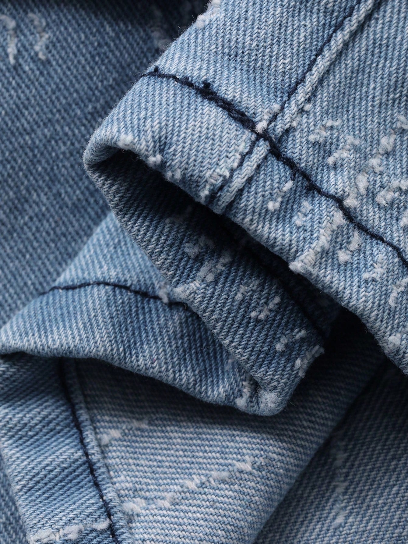 CM-SS333144 Women Casual Seoul Style Collar Neckline Long Sleeve Pleated Loose Straight Denim Jacket With Pants - Set