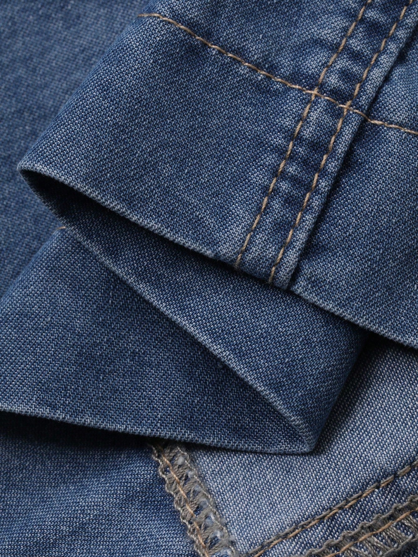 CM-SS787017 Women Casual Seoul Style Notched Neckline Long Sleeve Frill Trim Denim Shirt With Long Skirt - Set