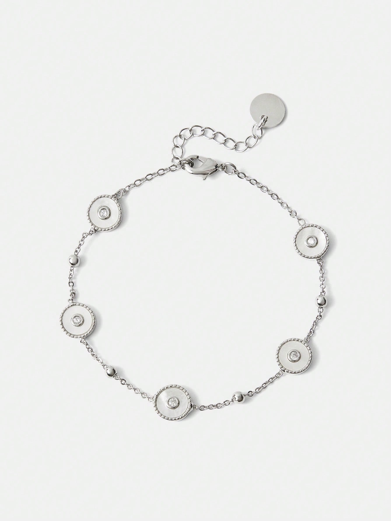 CM-AXS722281 Women Trendy Seoul Style Round Shell Bracelet - Silver
