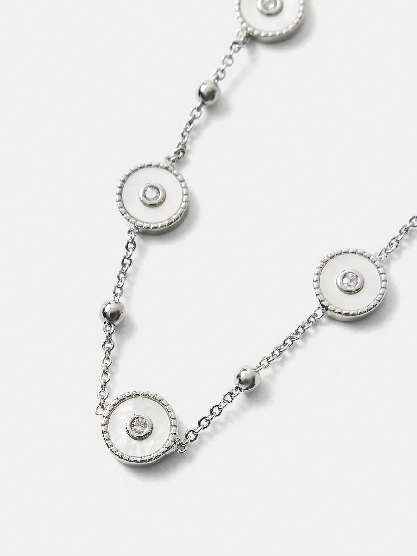 CM-AXS722281 Women Trendy Seoul Style Round Shell Bracelet - Silver