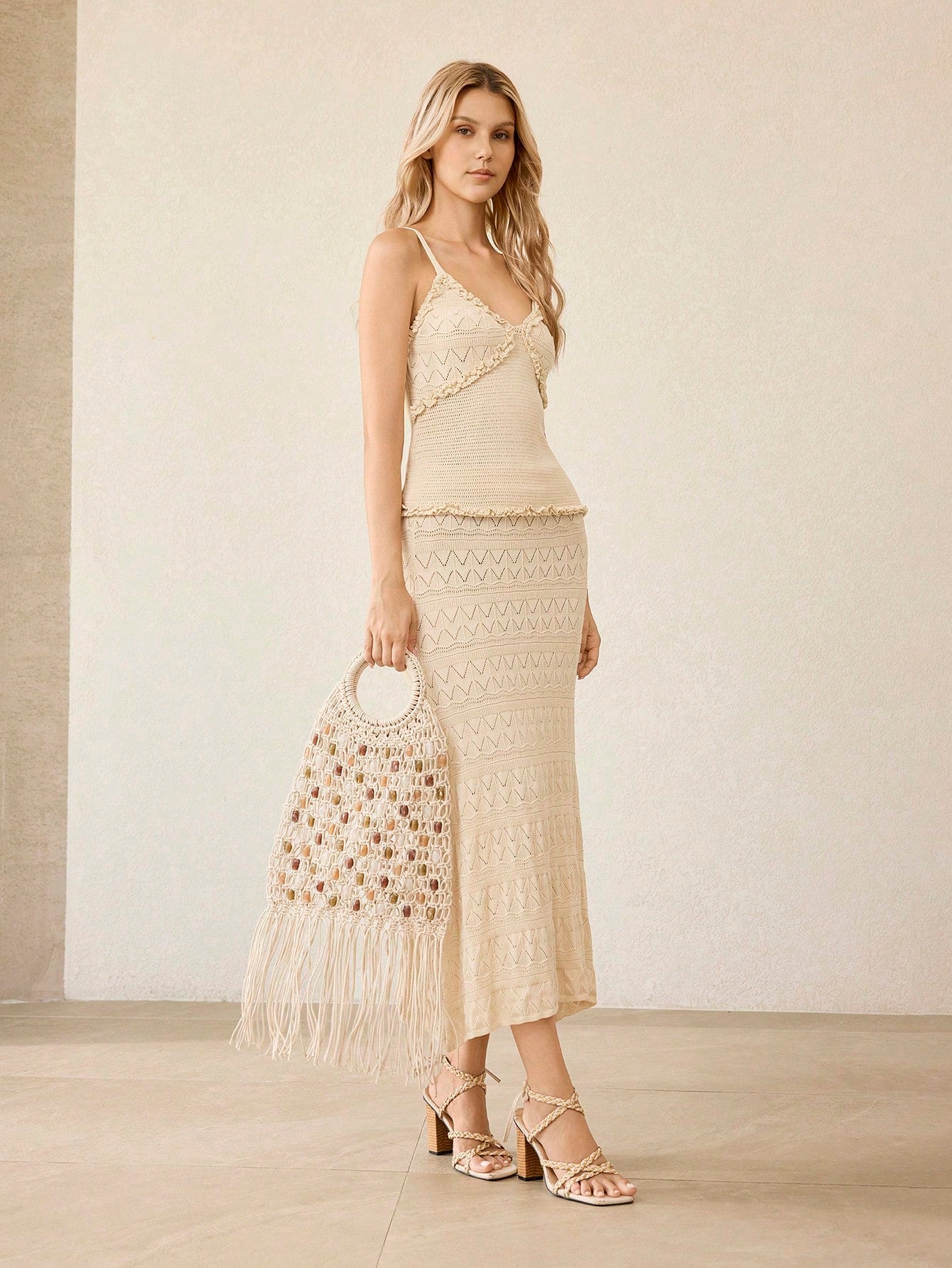 CM-BGS576078 Women Trendy Seoul Style Multi-Color Imitation Stone Head Decor Shoulder Bag - Beige