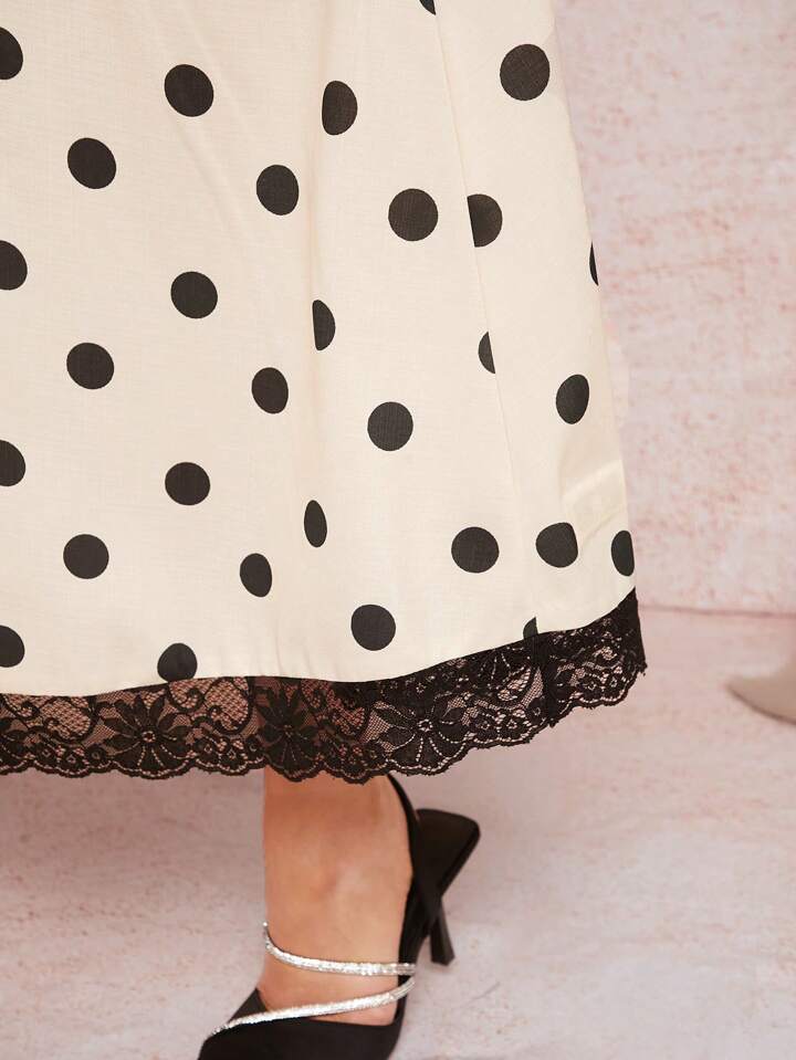 CM-DS428284 Women Casual Seoul Style Halter Neck Sleeveless Polka Dot High Waist A-Line Dress