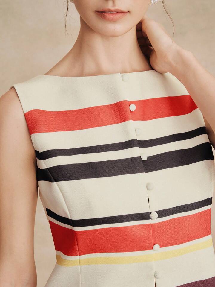 CM-SS748642 Women Elegant Seoul Style Round Neck Sleeveless Vest Top With High-Waisted A-Line Long Skirt - Set