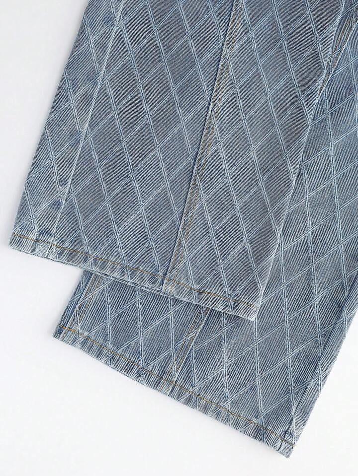 CM-BS778499 Women Casual Seoul Style Mid Waist Loose Fit Pocketed Wide Leg Jeans - Blue